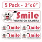 5 Pack 2"x6" Laminated Vinyl Funny Ghost "Smile You're On Camera" Video Surveillance Labels Stickers Sign Decals Security Sign for Home, Business, Cars, Windows, and CCTV Systems