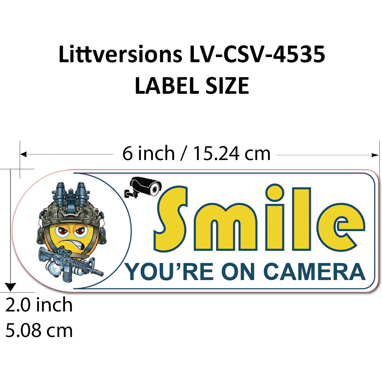 5 Pack 2"x6" Laminated Vinyl Funny Angry face "Smile You're On Camera" Video Surveillance Labels Stickers Sign Decals Security Sign for Home, Business, Cars, Windows, and CCTV Systems