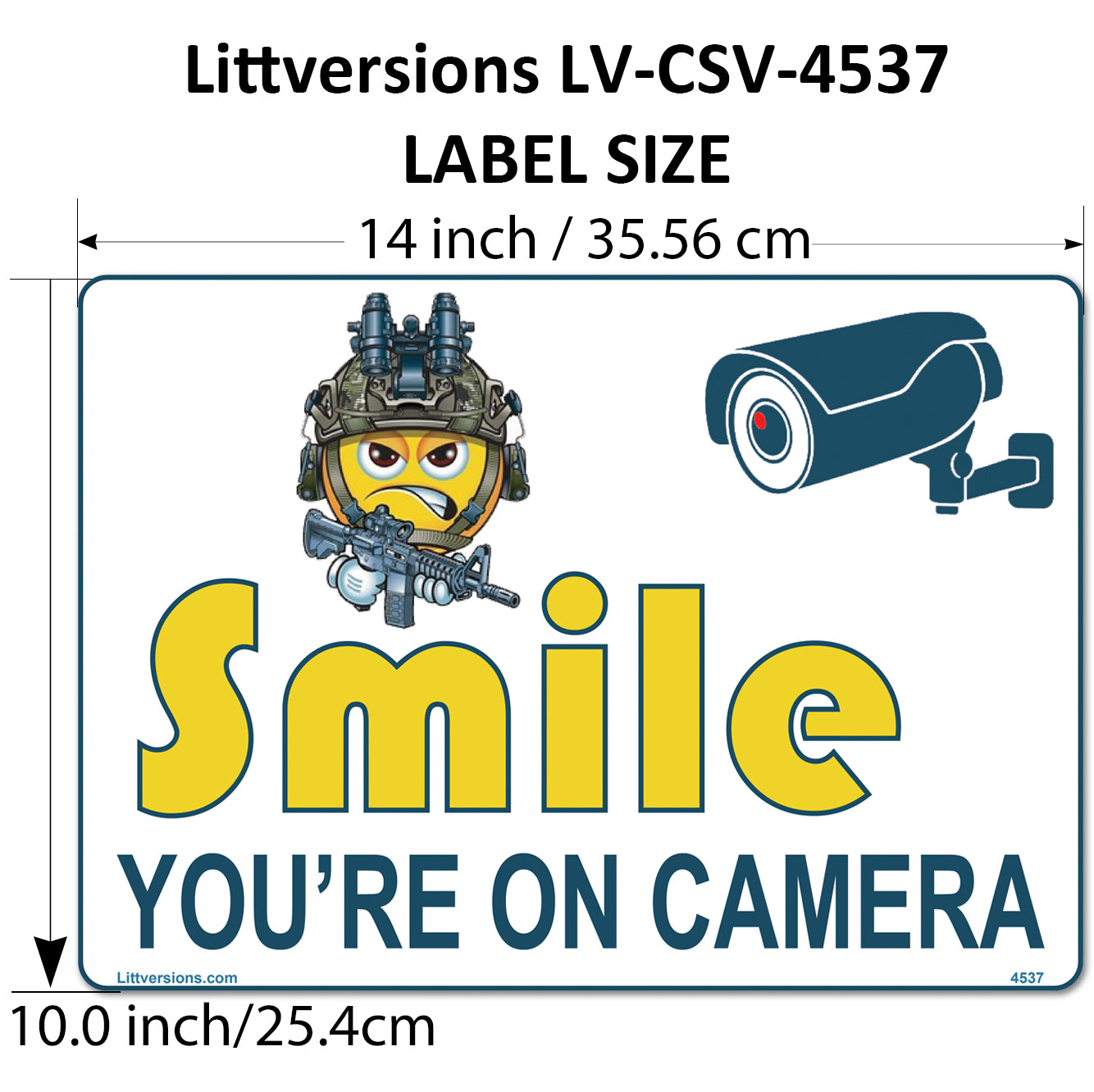 2 Pack 10"x14" Laminated Vinyl Funny Angry Face "Smile You're On Camera" Video Surveillance Labels Stickers Sign Decals Security Sign for Home, Business, Cars, Windows, and CCTV Systems