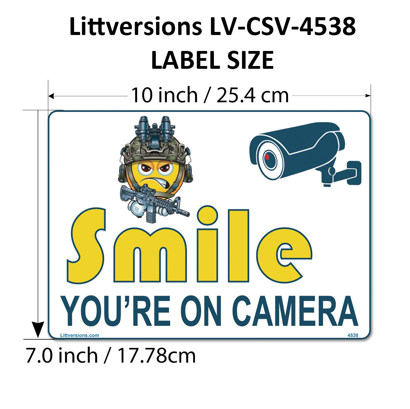 4 Pack 7"x10" Laminated Vinyl Funny Angry Face "Smile You're On Camera" Video Surveillance Labels Stickers Sign Decals Security Sign for Home, Business, Cars, Windows, and CCTV Systems