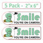5 Pack 2"x6" Laminated Vinyl Funny Chad "Smile You're On Camera" Video Surveillance Labels Stickers Sign Decals Security Sign for Home, Business, Cars, Windows, and CCTV Systems