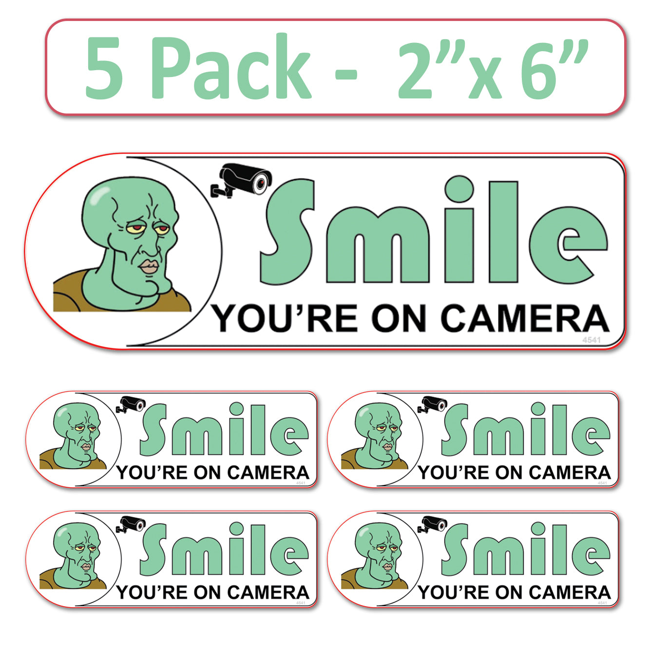 2 Pack 3"x9" Laminated Vinyl Funny Chad "Smile You're On Camera" Video Surveillance Labels Stickers Sign Decals Security Sign for Home, Business, Cars, Windows, and CCTV Systems