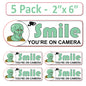 2 Pack 3"x9" Laminated Vinyl Funny Chad "Smile You're On Camera" Video Surveillance Labels Stickers Sign Decals Security Sign for Home, Business, Cars, Windows, and CCTV Systems