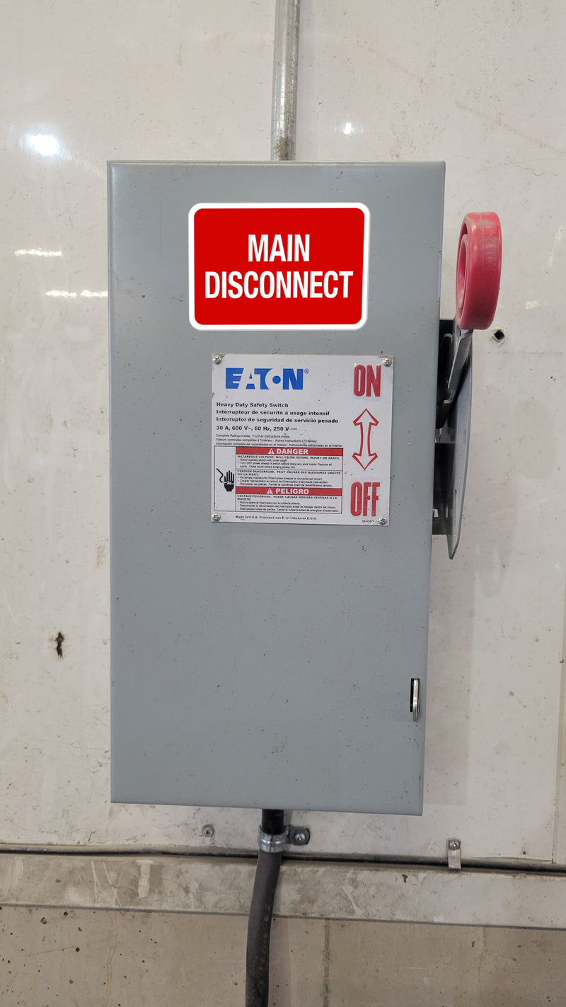6 Pack 6" x 4" Main Disconnect Sticker Elect Service Label Emergency Sign Symbol 6x4 4x6 3.5 inches