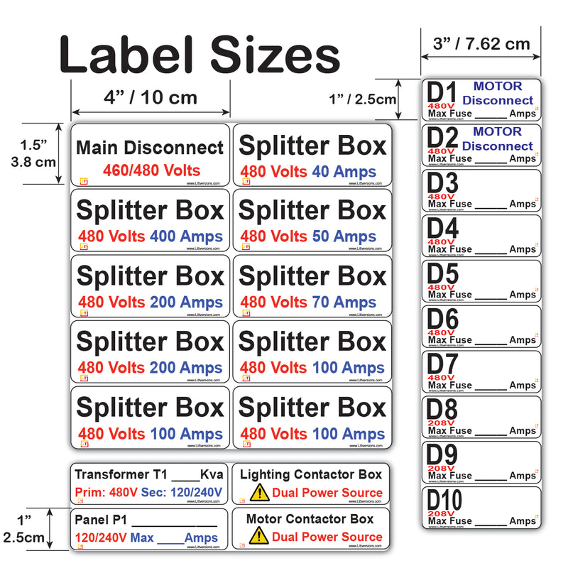 30 Pcs 480/240/208/120V Device Identification Labels