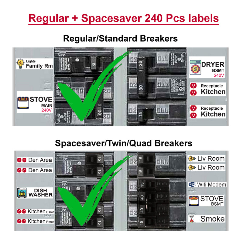 Littversions 260 Pcs Circuit Identification Labels Markers Stickers Decals with Icons