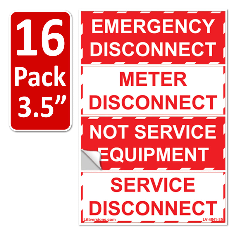 3.5"x 1.25" Emergency Service Meter Disconnect NOT Service Equipment Label 44-944-945 NEC Compliant