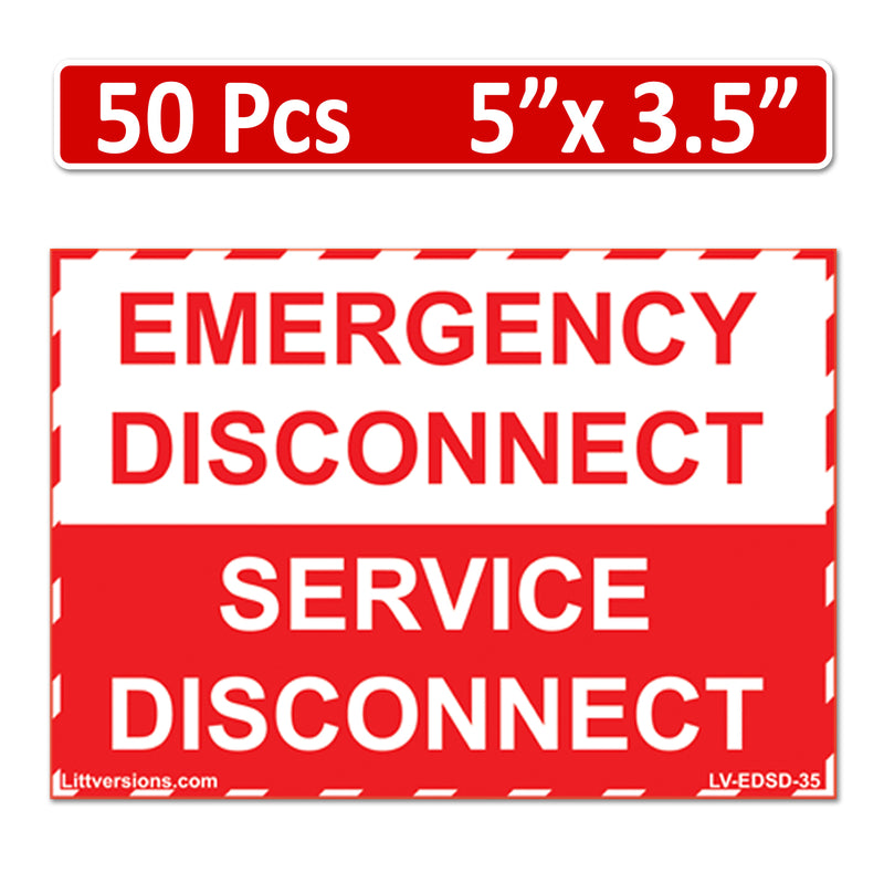 NEC Compliant Emergency Disconnect Service 1.75x9"/5x3.5"/12x9"  Reflective/Red Outdoor Laminated Labels Sticker Electrical Panel Danger Heavy Duty Vinyl Waterproof Ultra Durable