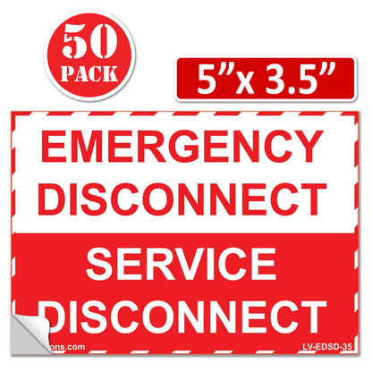 5"x 3.5" Emergency Disconnect  Service Label Decal Sign Sticker Vinyl Electrical NEC compliant