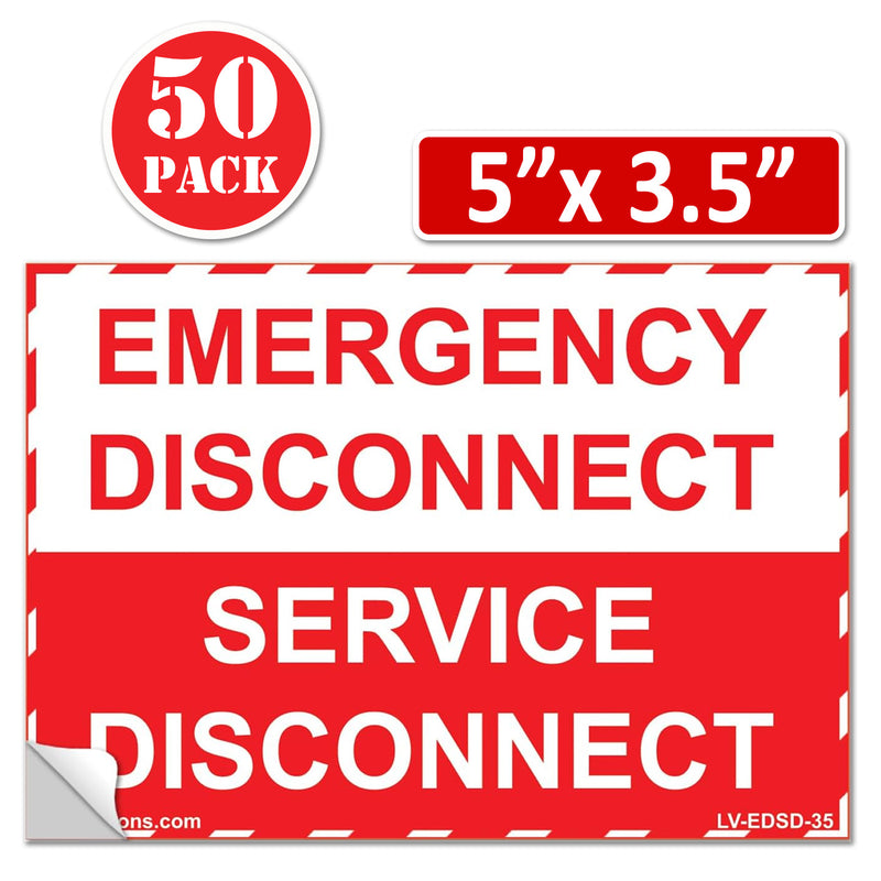 5"x 3.5" Emergency Disconnect  Service Label Decal Sign Sticker Vinyl Electrical NEC compliant