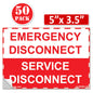 5"x 3.5" Emergency Disconnect  Service Label Decal Sign Sticker Vinyl Electrical NEC compliant