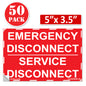 5"x 3.5" NEC compliant RED Emergency Disconnect Service Outdoor Laminated Labels Decal Sign Notice Danger Sticker Panel Heavy Duty Vinyl Waterproof Ultra Durable Electrical