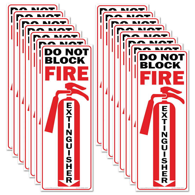 Fire Extinguisher Do Not Block 3x9/4x12" Arrow/Extinguisher Label Vertical Red & White Down Arrow Permanent Self Adhesive Vinyl, Waterproof UV Protected Industrial Safety Decal for Wall & Door