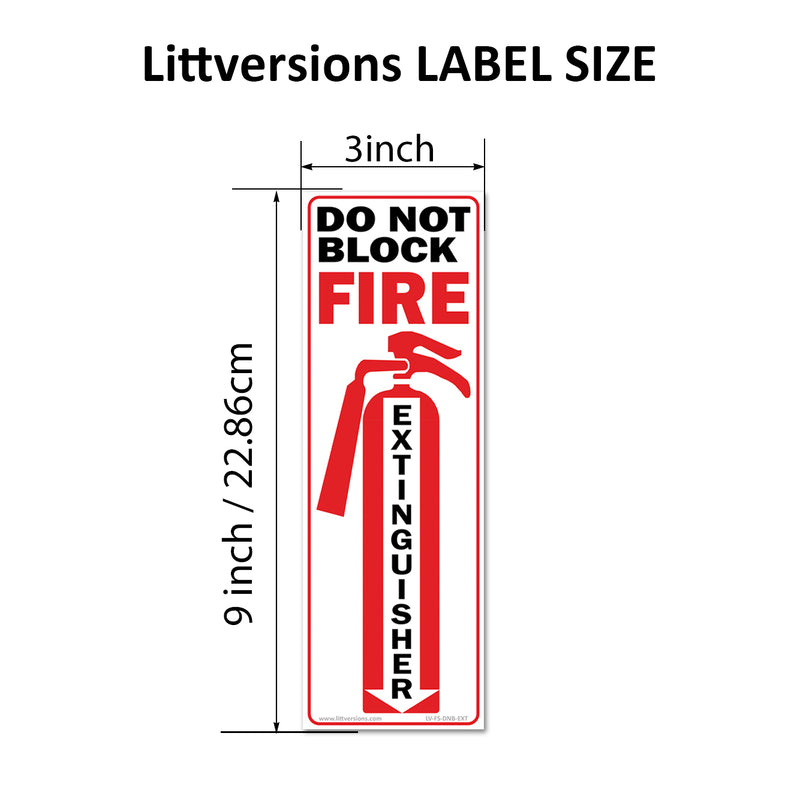 Fire Extinguisher Do Not Block 3x9/4x12" Arrow/Extinguisher Label Vertical Red & White Down Arrow Permanent Self Adhesive Vinyl, Waterproof UV Protected Industrial Safety Decal for Wall & Door