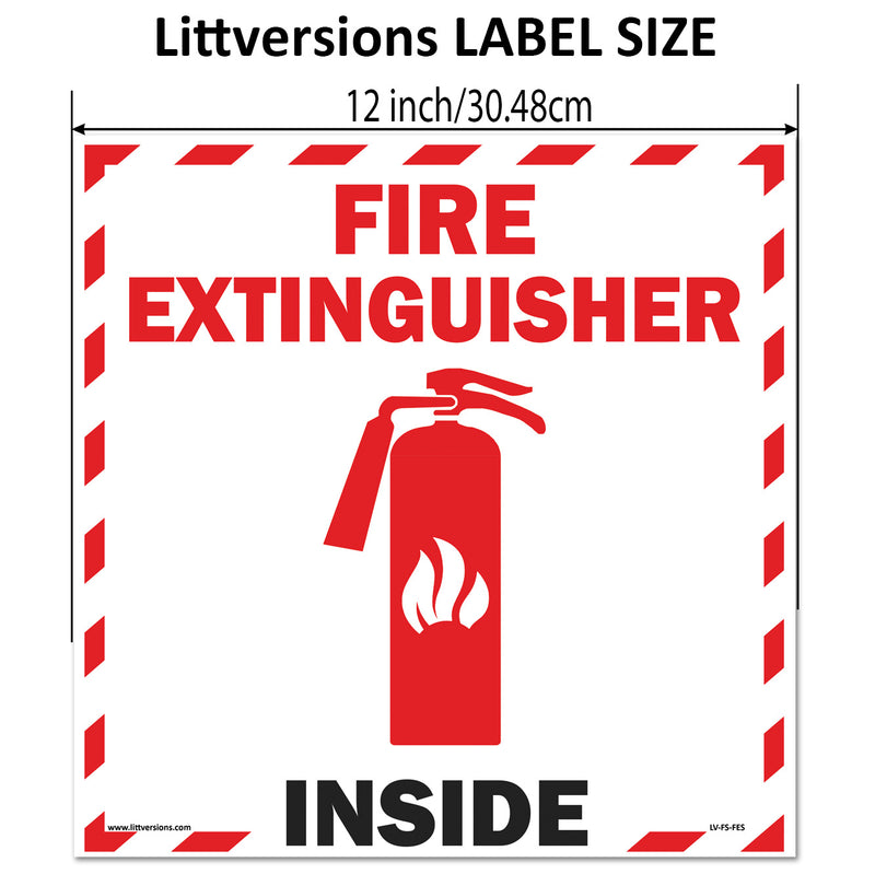 Square/Circle Fire Extinguisher Inside Label 3x3/6x6/12x12" Square/Round Self-Adhesive Vinyl Decal Weatherproof & UV Protected Safety Walls, Doors, Commercial Trucks, Trailers, Cars, RVs & Boat