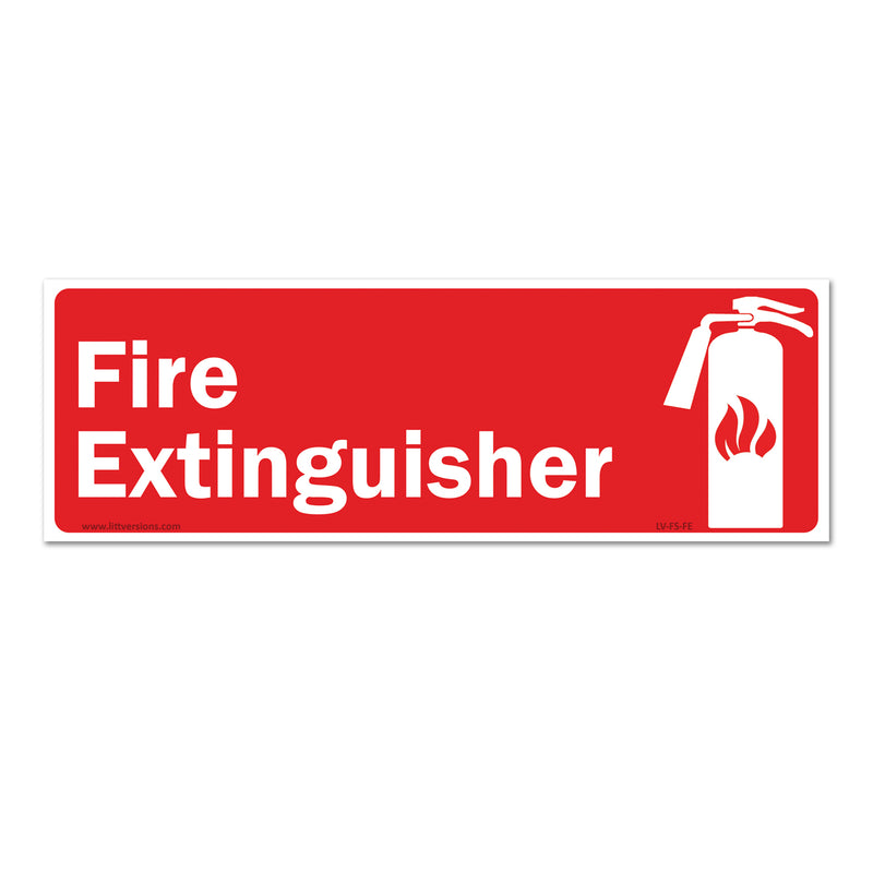 Fire Extinguisher Label 2x6/3x9/4x12" Sign Permanent Self Adhesive Vinyl, Waterproof UV Protected Industrial Safety Decal for Wall & Door