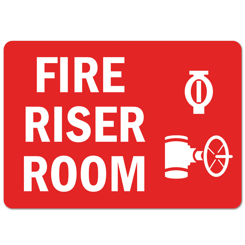 Fire Riser/Sprinkler Riser Room Label Stickers – High-Visibility Safety 2x6/3x9/4x12/5x7/7x10/10x14" Sign Decals, Waterproof Vinyl Adhesive Signs for Walls, Doors, and Commercial Facilities