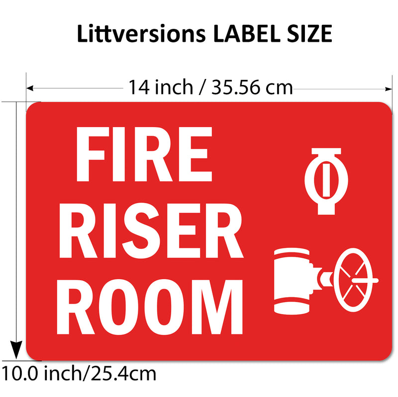 Fire Riser/Sprinkler Riser Room Label Stickers – High-Visibility Safety 2x6/3x9/4x12/5x7/7x10/10x14" Sign Decals, Waterproof Vinyl Adhesive Signs for Walls, Doors, and Commercial Facilities
