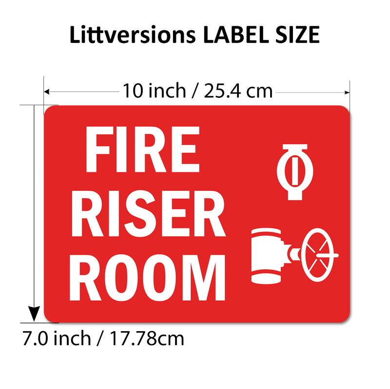 Fire Riser/Sprinkler Riser Room Label Stickers – High-Visibility Safety 2x6/3x9/4x12/5x7/7x10/10x14" Sign Decals, Waterproof Vinyl Adhesive Signs for Walls, Doors, and Commercial Facilities