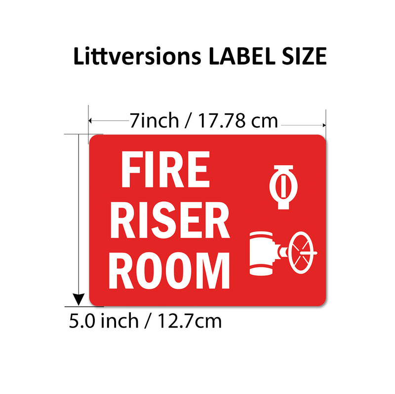 Fire Riser/Sprinkler Riser Room Label Stickers – High-Visibility Safety 2x6/3x9/4x12/5x7/7x10/10x14" Sign Decals, Waterproof Vinyl Adhesive Signs for Walls, Doors, and Commercial Facilities