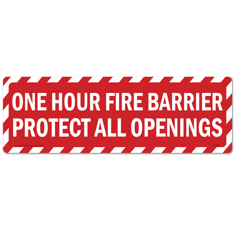 1 HR Rated Fire Label 3x9/4x12" Stickers – Protect All Openings and Penetrations Safety Sign Decals, Waterproof Vinyl Adhesive Labels for Commercial Building Compliance