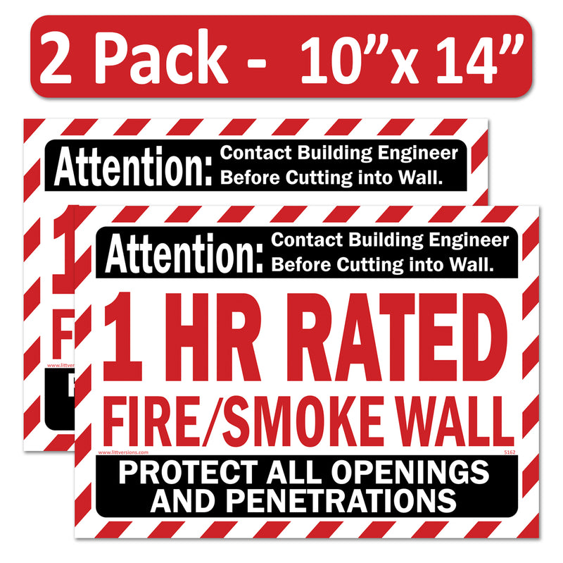 1/2/3/4 HR Rated Fire and Smoke Wall Label Stickers Protect All Openings and Penetrations Safety Sign Decals, Waterproof Vinyl Adhesive Labels for Commercial Building Compliance