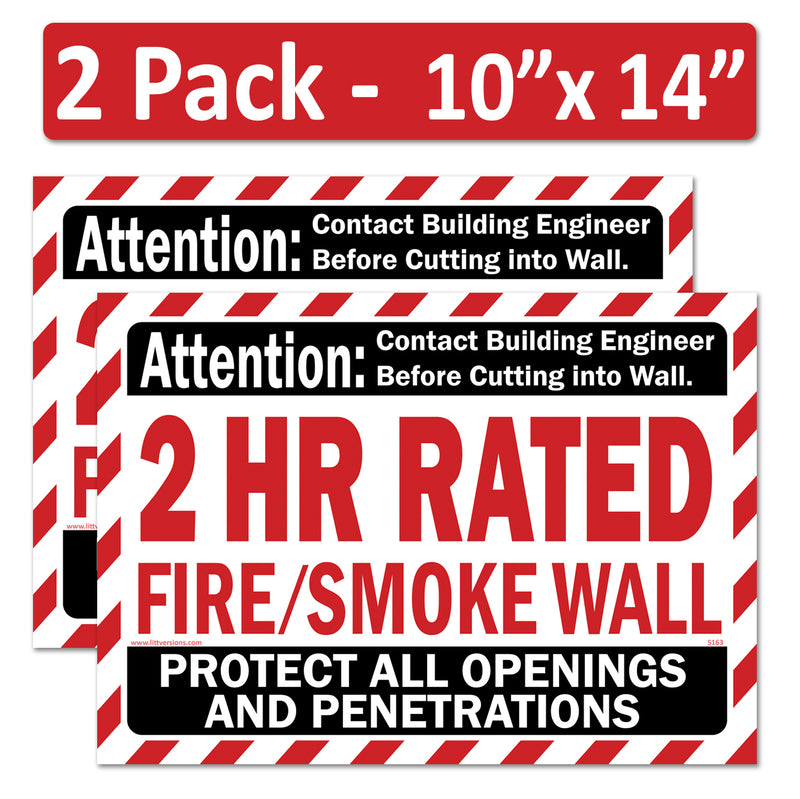 1/2/3/4 HR Rated Fire and Smoke Wall Label Stickers Protect All Openings and Penetrations Safety Sign Decals, Waterproof Vinyl Adhesive Labels for Commercial Building Compliance