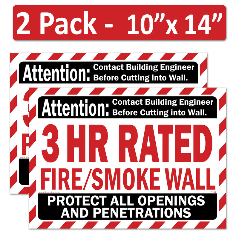 1/2/3/4 HR Rated Fire and Smoke Wall Label Stickers Protect All Openings and Penetrations Safety Sign Decals, Waterproof Vinyl Adhesive Labels for Commercial Building Compliance