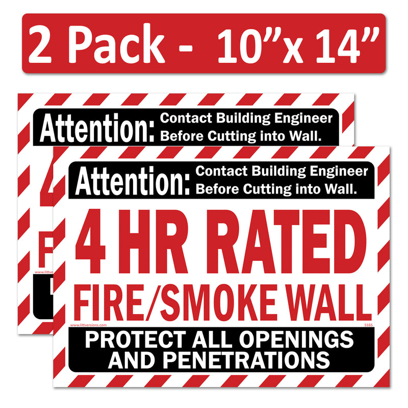 1/2/3/4 HR Rated Fire and Smoke Wall Label Stickers Protect All Openings and Penetrations Safety Sign Decals, Waterproof Vinyl Adhesive Labels for Commercial Building Compliance