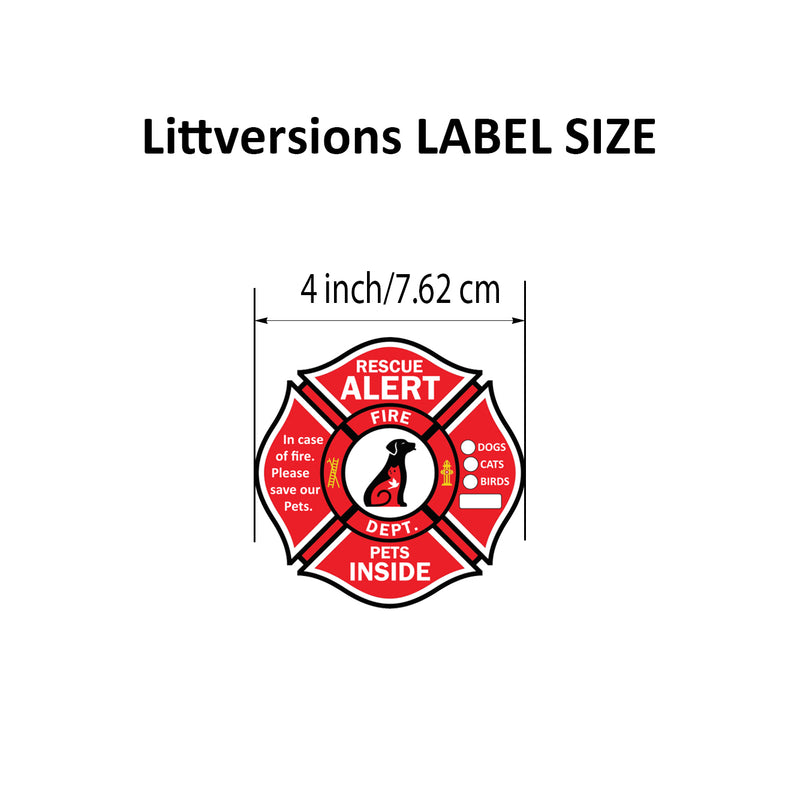 Pet Rescue Alert Fire Safety 4/6/8" Stickers Emergency Pets Inside Window Decal Vinyl – In Case of Fire Please Rescue Our Pets Sign for Doors & Windows – Red/White High Visibility