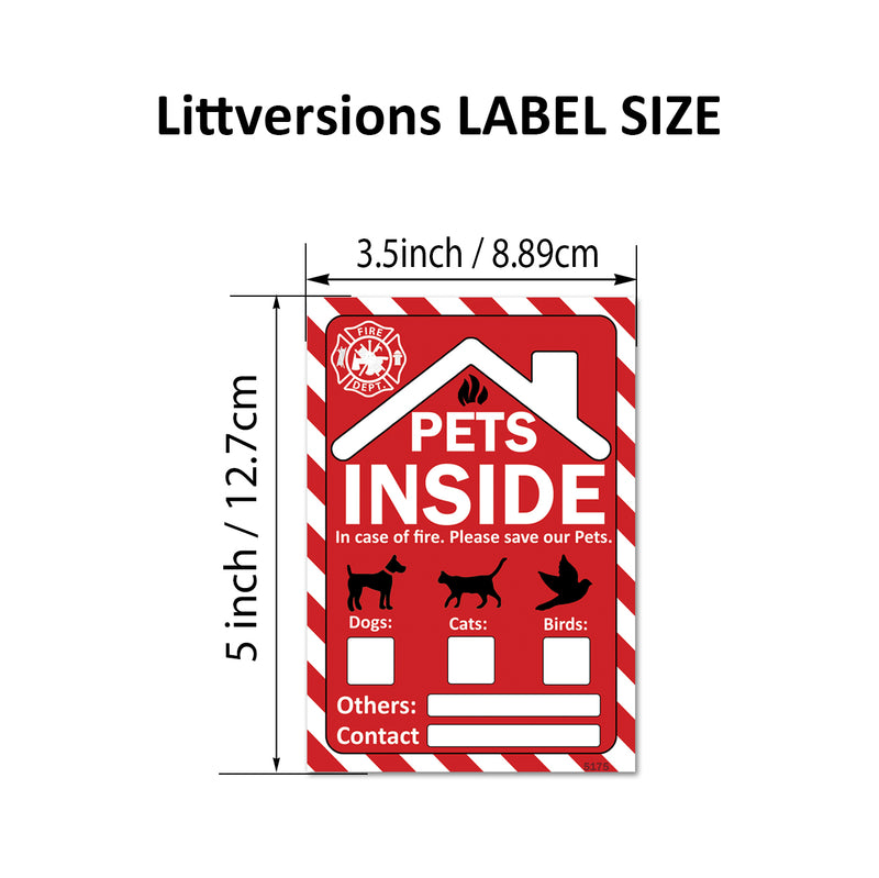 Pet Rescue Alert Fire Safety 3.5"x 5" Stickers Emergency Pets/Bird/Dog/Cat Inside Window Decal Vinyl – In Case of Fire Please Rescue Our Pets Sign for Doors & Windows – Red/White High Visibility