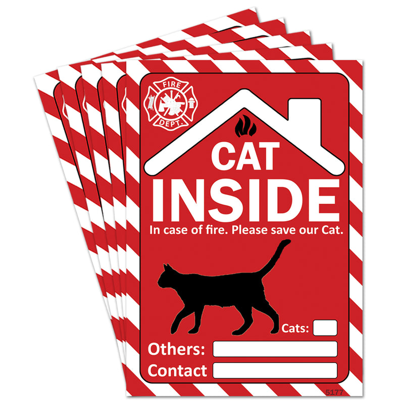 Pet Rescue Alert Fire Safety 3.5"x 5" Stickers Emergency Pets/Bird/Dog/Cat Inside Window Decal Vinyl – In Case of Fire Please Rescue Our Pets Sign for Doors & Windows – Red/White High Visibility