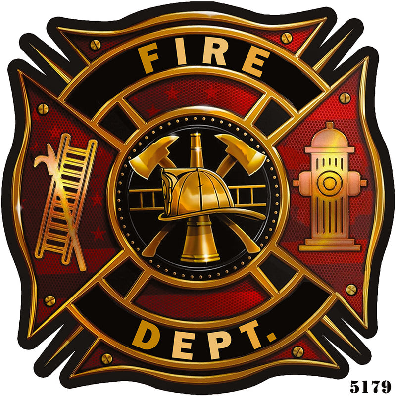 Fire Dept Maltese Cross Shaped 3/4/6" Sticker Firefighter First Responder Vinyl Decal Waterproof UV-Resistant Signage for Cars, Trucks, Laptops, Helmets, & Tumblers