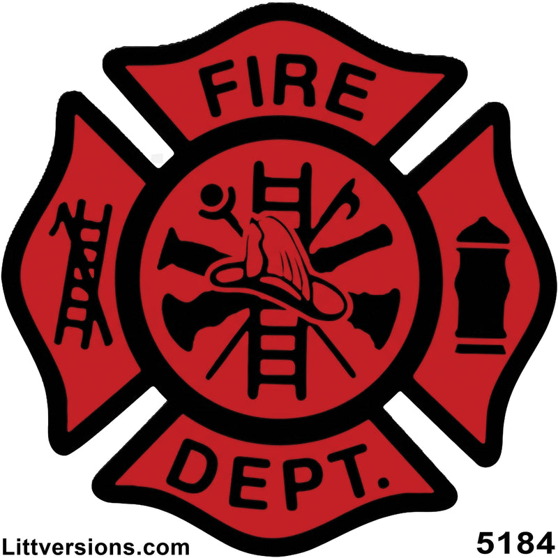 Fire Dept Maltese Cross Shaped 3/4/6" Sticker Firefighter First Responder Vinyl Decal Waterproof UV-Resistant Signage for Cars, Trucks, Laptops, Helmets, & Tumblers