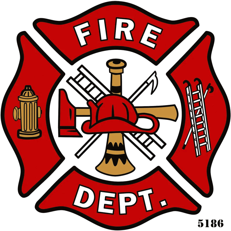Fire Dept Maltese Cross Shaped 3/4/6" Sticker Firefighter First Responder Vinyl Decal Waterproof UV-Resistant Signage for Cars, Trucks, Laptops, Helmets, & Tumblers