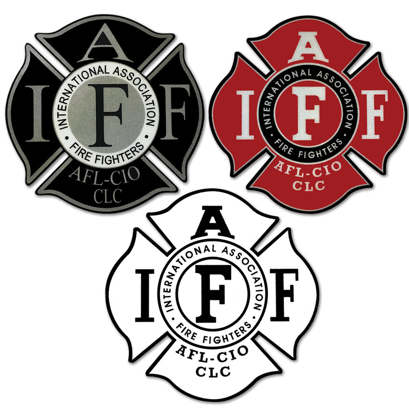 4" IAFF Union Maltese Cross Shaped Sticker Firefighter Vinyl Decal Waterproof UV-Resistant Signage for Cars, Trucks, Laptops, Helmets, & Tumblers
