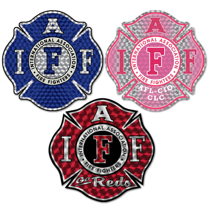 4" IAFF Union Maltese Cross Shaped Sticker Firefighter Vinyl Decal Waterproof UV-Resistant Signage for Cars, Trucks, Laptops, Helmets, & Tumblers