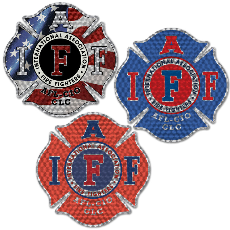 4" IAFF Union Maltese Cross Shaped Sticker Firefighter Vinyl Decal Waterproof UV-Resistant Signage for Cars, Trucks, Laptops, Helmets, & Tumblers