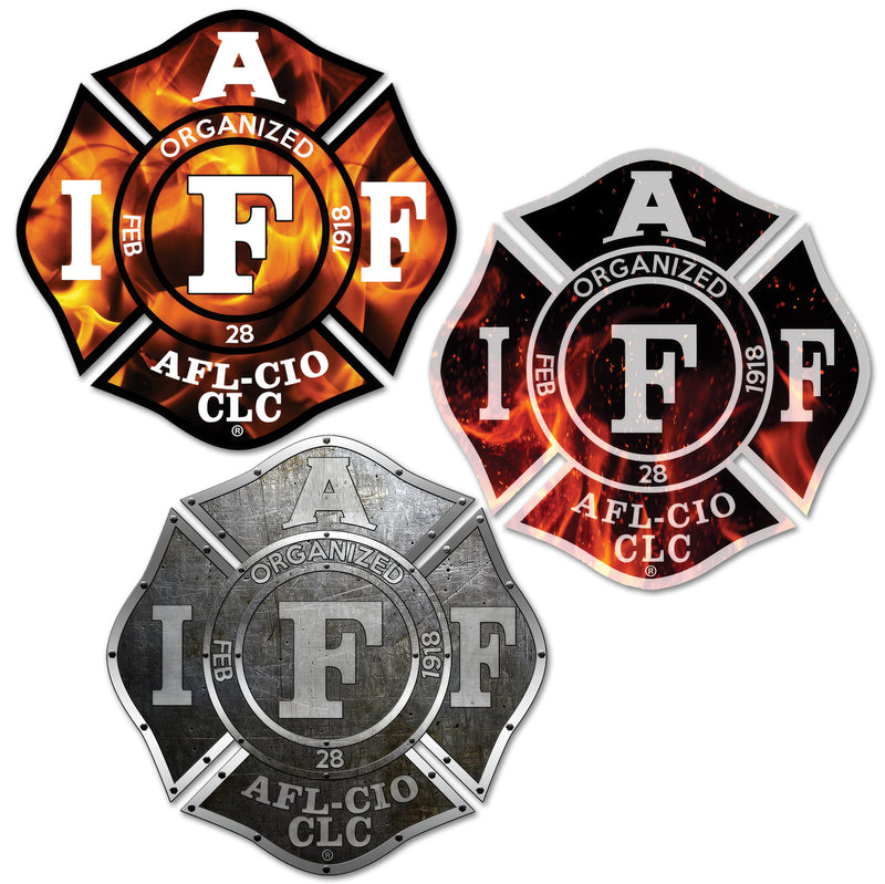 4" IAFF Union Maltese Cross Shaped Sticker Firefighter Vinyl Decal Waterproof UV-Resistant Signage for Cars, Trucks, Laptops, Helmets, & Tumblers