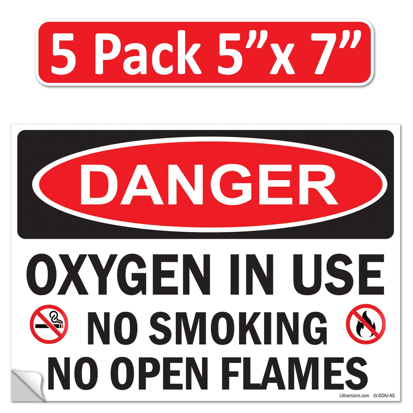 Danger Oxygen In Use No Smoking No Open Flames OSHA WARNING Safety Hazard Label Sign Decal 6 mil Laminated Engineer Grade UV Protected ANSI NFPA Weather Resistant Indoor Outdoor 42664