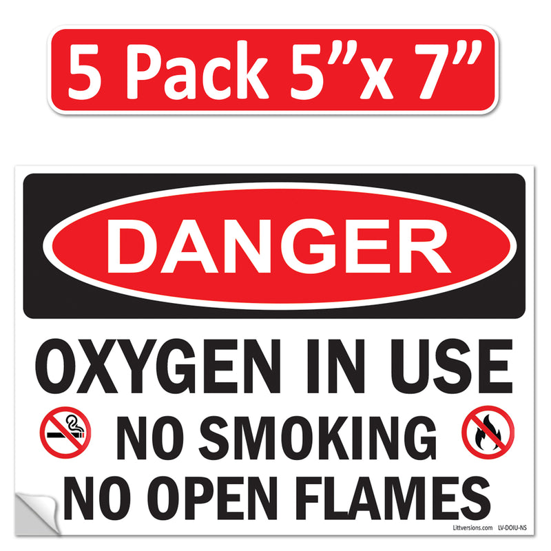 Danger Oxygen In Use No Smoking No Open Flames OSHA WARNING Safety Hazard Label Sign Decal 6 mil Laminated Engineer Grade UV Protected ANSI NFPA Weather Resistant Indoor Outdoor 42664