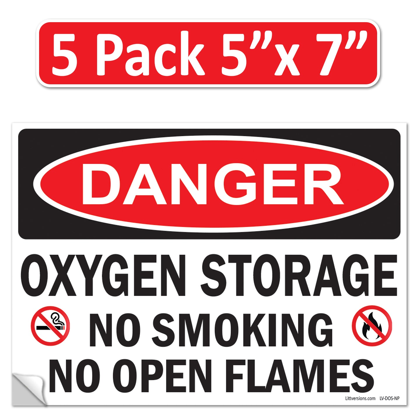 Danger Oxygen Storage No Smoking No Open Flames OSHA WARNING Safety Hazard Label Sign Decal 6 mil Laminated Engineer Grade UV Protected ANSI NFPA Weather Resistant Indoor Outdoor 103927