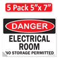 Danger Electrical Room, No Storage Permitted OSHA WARNING Safety Hazard Label Sign Decal 6 mil Laminated Engineer Grade UV Protected ANSI NFPA Weather Resistant Indoor Outdoor Use 127004