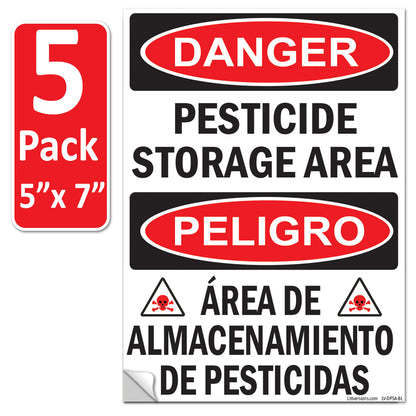 Danger - Pesticide Insecticide Storage Area OSHA WARNING Safety Hazard Label Sign Decal 6 mil Laminated Engineer Grade UV Protected ANSI NFPA Weather Resistant Indoor Outdoor 46440 126956