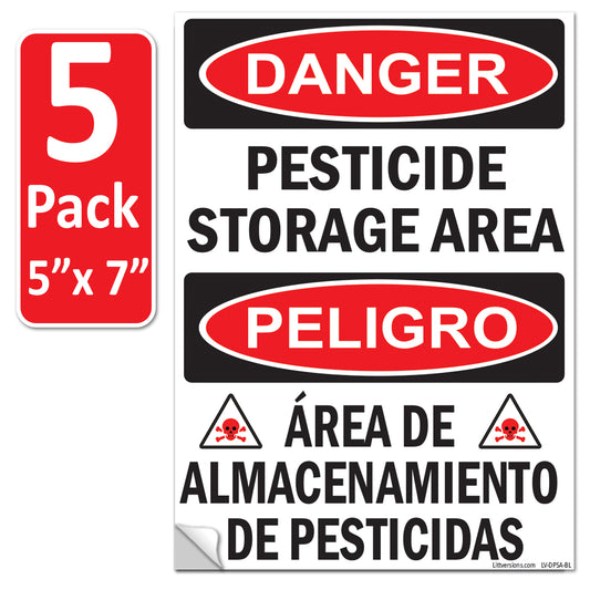 Danger - Pesticide Insecticide Storage Area OSHA WARNING Safety Hazard Label Sign Decal 6 mil Laminated Engineer Grade UV Protected ANSI NFPA Weather Resistant Indoor Outdoor 46440 126956