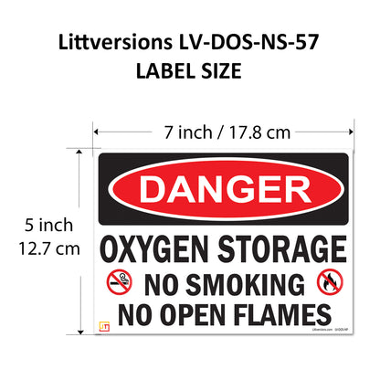 Danger Oxygen Storage No Smoking No Open Flames OSHA WARNING Safety Hazard Label Sign Decal 6 mil Laminated Engineer Grade UV Protected ANSI NFPA Weather Resistant Indoor Outdoor 103927