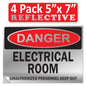 Danger Electrical Room, Unauthorized Personnel Keep Out OSHA WARNING Safety Hazard Label Sign Decal 6 mil Laminated Engineer Grade UV Protected ANSI NFPA Weather Resistant Indoor Outdoor