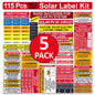 Ultimate 115 pack 2017/2020/2023 NEC Code Compliant Photovoltaic Solar System Label Kit Electrical Panel Safety Stickers Outdoor Rated Laminated Strong Adhesive Durable Waterproof