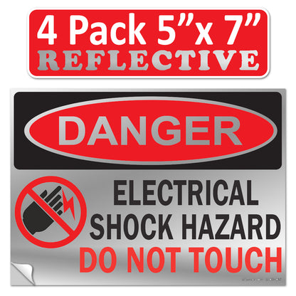 Danger Electrical Shock Hazard Do Not Touch OSHA WARNING Label Sign Decal 6 mil Laminated Engineer Grade UV Protected Red Black White ANSI NFPA Weather Resistant Indoor Outdoor use 127016