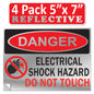Danger Electrical Shock Hazard Do Not Touch OSHA WARNING Label Sign Decal 6 mil Laminated Engineer Grade UV Protected Red Black White ANSI NFPA Weather Resistant Indoor Outdoor use 127016